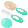 MR LION Set di spazzola e pettine per neonati e bambini, setole di capra morbide naturali, ideale per la culla, regalo perfetto per la lista dei bambini (verde)