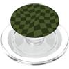 Cute Square Checkers Cute Pattern Design Swirl - Scacchiera vintage a scacchi verde militare PopSockets PopGrip per MagSafe