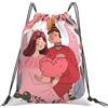 EDPXKL Zaino leggero con coulisse Principe e Principessa, zaino impermeabile con cuori rossi e blu per San Valentino, ideale per palestra, viaggi, feste e per l'uso quotidiano.