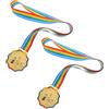 IMIKEYA 2 Pezzi Medaglia Sportiva per Corsa, Medaglia di Metallo per Runner, 2,55x2,75 Pollici, Oro, Lega di Zinco, con Nastro da Collo, per Gare di Maratona e Competizioni Sportive