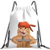 Generic Poliestere Coulisse Tasche Fitness Cat Lifting A Big Dumbbell Muscled Kitty Sacchetto Sportivo Fashion Zaino Scuola per Spiaggia Nuoto Festival 36X42Cm
