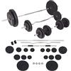 Molumvel Set di manubri lunghi e manubri corti da 90 kg, set di manubri con bilanciere lungo e barra curl per allenamento sul petto, bicipiti, schiena, dischi con imbottitura in cemento