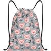 EDPXKL Zaino con coulisse - Simpatica borsa da palestra piccola a prova di schizzi con stampa di maialino rosa per uomo e donna, zaino sportivo con coulisse per viaggi, nuoto e spiaggia