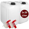 Brestol® 2 taniche per acqua da 25 l, con rubinetto (DIN 61), senza BPA e per alimenti, taniche di plastica vuote per acqua potabile, prodotti chimici, diesel e olio, resistenti agli acidi, inodori,