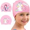 OYIWINMI Set da 2 Cuffie Piscina Bambina Unicorno e Sirena, Cuffia Nuoto Bambina in Silicone Impermeabile Antiscivolo, Cuffia Piscina Bambini per Capelli Lunghi e Corti, per Bambine 4-12 Anni