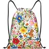 EDPXKL Borsa da palestra con coulisse a fiori colorati per uomo/donna, borsa sportiva con coulisse a forma di cuore rosa e diamante, zaino da spiaggia/nuoto per sport, palestra e spiaggia.