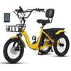 Generic Triciclo Électrique Adulte Vélo Pliable 18 x3.0 Pneus Larges, 15° Pente, Grand Panier, LCD, 3 Modalità, Batteria 48V13Ah, Autonomia 44Km Giallo