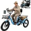 Generic Triciclo elettrico pieghevole per adulti, autonomia 45 km, batteria 48 V 13 Ah, 7 velocità, pneumatici Anchos 18x3.0, cestas Delantera y Trasera, Pantalla LCD, Bocina, Faro LED
