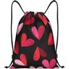 EDPXKL Borsa da palestra rosa con coulisse a forma di cuore per uomo/donna, borsa a tracolla con coulisse a forma di gnomo natalizio e pino, zaino sportivo per palestra, spiaggia e nuoto.