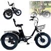 Generic Triciclo elettrico per adulti: bici elettrica pieghevole a 3 ruote, 7 velocità, pneumatici larghi da 20'', batteria rimovibile (autonomia di 32 km), display LCD per shopping e picnic.