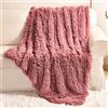 YUSOKI Coperta super morbida in finta pelliccia, 127 x 152,4 cm, soffice, confortevole, calda, pelosa, calda, in pile Sherpa, spessa, leggera, per letto, sedia, divano, camera da letto (rosa