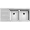 Foster PRONTA CONSEGNA - SPEDIZIONE IMMEDIATA Foster 3212 051 Lavello da Incasso 2 Vasche con gocciolatoio a Sinistra 116 x 50 cm Sopratop Serie EVO Acciaio Inox 3212051