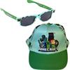 Toys & Gamers Minecraft - Set di cappellini e occhiali da sole gratuiti, blu chiaro e verde, accessori per bambini