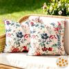 ETOLISHOP Copricuscino Bianco Federe Cuscino Letto Fodere per Cuscini 45X45cm Fiore Rosso e Blu Cuscini Esterno Impermeabili Cuscino Decorativo Copricuscini per Panca da Patio Soggiorno e Divano Set di 2