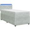 vidaXL Letto a molle con materasso grigio chiaro 90 x 200 cm in velluto