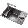 PEBFHSQW Impianti Lavabo Da Appoggio Casa Nuova Villa Bar RV Bancone Bar Con Lavabo Invisibile Per Stoviglie Lavello Da Cucina A Scomparsa Con Coperchio Sollevabile Rubinetto Lavatazze Invisibile cucina(58*32*