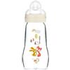 MAM Biberon Feel Good 260 ml, Biberon vetro pregiato resistente alle alte temperature, Accessori neonati ergonomici per uso quotidiano e allattamento misto con morbida tettarella misura 2, Neutro