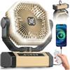 Orteen Ventilatore da campeggio ricaricabile, 22,9 cm, alimentato a batteria, 20000 mAh (60 ore) per campeggio, altalena automatica, wireless, ventilatore da tenda con telecomando/luce, 4