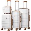 PROVITERA Set 3 + 1 Valigie con Rivestimento Rigido in Polipropilene Ultra Resistente, Trolley e Beauty Case con Maniglia Telescopica e Chiusura con Combinazione, Valigia Design Aerodinamico, Bianco