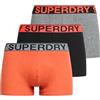 Superdry Boxer da uomo, confezione da 3 pezzi, Carst Mega nero/arancione brillante mélange, S