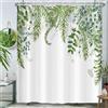 ChloropLastid Tenda da doccia verde salvia per bagno pianta botanica foglia di eucalipto acquerello foglie verde floreale decorazione bagno tessuto impermeabile tenda da doccia set 183 x 183 cm con