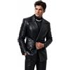 Fatto a mano Blazer uomo elegante pelle di agnello pura vera design fatto a mano NERO formale