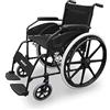 Quirumed WELLCORE Sedia a rotelle pieghevole e semovente, Alluminio, Leggero, Compatto, Alta Resistenza, Ruote massicce, Freni a mano, Braccioli imbottiti, Poggiapiedi ribaltabili