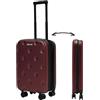 WELL HOME MOBILIARIO & DECORACIÓN Valigia da cabina da 20 ultra sottile, pieghevole da 22 a 10,5 cm di spessore/leggera e resistente ABS/4 ruote + manico telescopico/ Burgundy