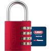 ABUS Lucchetto a Combinazione 145/40 - Cifre Regolabili, Alluminio, Rosso | Livello di sicurezza 4 - corpo in alluminio anodizzato - arco a molla - 4 cifre - per armadietti, valigie e cassette