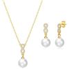 Philip Jones Set di perle Infinity placcato oro creato con cristalli Zircondia