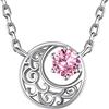 Suplight Collana Donna Argento 925 con Pietra Portafortuna Ciondolo Luna Collana Argento 925 Donna Pietra di Nascita Ottobre Tormalina Rosa Punto Luce Confezione Regalo