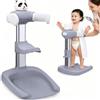 ALLUMK Supporto bagno bambino regolabile in altezza design panda, base antiscivolo, supporto ergonomico per bagno sicuro in piedi per bimbi piccoli