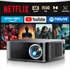 TOPTRO Proiettore 4k【Compatible with Netflix/1500 ANSI/36W Dolby Audio】Wifi 6 e