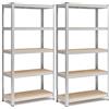 Set Di 2 Scaffali in Metallo, Scaffalature a 5 Ripiani Regolabili, Senza Viti, S