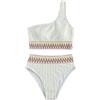 FFWTPY Costume Donna Due Pezzi Monospalla Etnico Bikini Set Mare Costumi Vita Alta Tankini Contenitivo No Segno Abbronzatura Costume Curvy Bikiniset