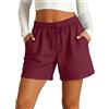 Generico Pantaloncini Donna Estivi Bermuda in Lino E Cotone - Pantaloni Corti Eleganti Vita Alta con Coulisse Elastico Tasche Gamba Larga Larghi Baggy Curvy Leggeri Comodi per Spiaggia Mare Casual