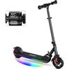 Caroma Monopattino elettrico per Bambini dai 8 ai 12 anni, Motore da 150W, 17 km/h, 80 Minuti di Autonomia, Velocità E altezza Regolabili, Luci Colorate, Display a LED, Ragazzi