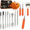 com-four® Set da intaglio di zucca da 12 pezzi per Halloween - utensili da taglio per scavare le zucche - coltello, cucchiaio e in borsa premium (Busta + 12 pezzi - arancione)