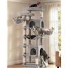 Feandrea Albero per Gatti XXL, Tiragraffi per Più Gatti, 55 x 45 x 206 cm | Tronchi in Sisal, 7 Aree di Riposo, Grigio Tortora, COLLEZIONE CLAWFY PCT021G101