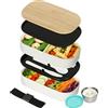 VINATO Lunch Box 1400ml Con Posate Per Ufficio, Scuola E Viaggi - Schiscetta Pranzo Con Scomparti In 2 Livelli, BPA-Free - Ideale Come Porta Pranzo Per Adulti E Bambini
