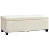 HOMCOM Panca portaoggetti 84L Pouf Salotto Letto Cassapanca Poggiapiedi in Velluto a Costine con Coperchio, per Soggiorno, Camera, Ingresso 112 x 42 x 40 cm, Beige