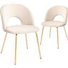 CangLong Set di 2 sedie da pranzo scandinave, sedie da cucina con rivestimento in velluto, sedie da soggiorno moderne con gambe in metallo dorato, beige