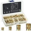 Carehabi Inserti filettati M2 + M3 + M4 + M5 - Cassetta assortita - 70 + 100 + 50 + 50 pz. Boccole filettate, filettature a fusione, dadi a fusione in ottone per componenti in plastica, inserti filettati per p
