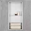 HANFU Nicchia Doccia Incasso, Nicchia a Parete Senza Telaio da Acciaio Inox, Nicchie Bagno Doppio Strato 60x30x10cm, Ripiano Nicchia Mensole Bagno per Bagnoschiuma Shampoo Articoli Toeletta, Argento