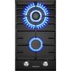 GASLAND GH2302BG1FC piano cottura a gas in vetro, 2 fuochi, fornello a gas butano con bruciatore wok, piano cottura a gas da incasso, 30 cm, vetro nero, fornello a gas da 5200 watt, GPL/gas naturale