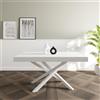 VE.CA.s.r.l. VE.CA - Tavolo allungabile Polinesia - Con porta allunghe - Struttura acciaio bianco - Piano legno 150x90 cm - altezza 80 cm - Colore Bianco Frassinato - Ideale per tavolo da Pranzo - Made in Italy