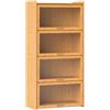 GIANTEX Libreria a 4 ripiani in bambù con ante apribili in acrilico trasparente, 69 x 34 x 140 cm, mobile ausiliario per soggiorno, cucina, camera da letto (naturale)