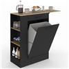 IDMarket - Credenza da cucina compatta TIBO 90 cm con cestino, ripiano ribaltabile, 1 cassetto e 3 ripiani laterali in legno e nero