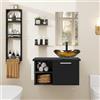 YU YUSING Set di Mobili da Bagno con Lavabo, Specchio, Portasciugamani, Arredo Bagno Completo, Mobile Lavandino Bagni da 71cm, Mensola Doccia 3 Ripiani, 2 Ripiani Muro, Set Rubinetti, Oro Moderno