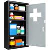 NAIZY Armadietto per medicinali, 30 x 12 x 57,5 cm, in acciaio inox, 4 ripiani, pronto soccorso, con serratura, da cucina, larghezza 30 cm